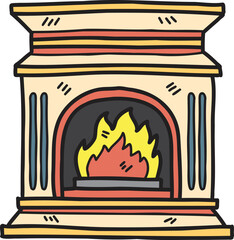 Obraz premium Hand Drawn vintage style fireplace illustration