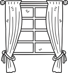 Hand Drawn window with curtains illustration