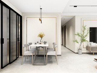 3D rendering, Nordic wooden style restaurant design