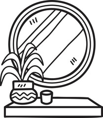 Hand Drawn round mirror illustration
