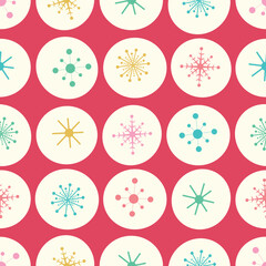 Christmas snowflake and star abstract pattern background pattern. Festive vector seamless repeat design. 