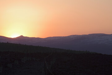 orange sunset and mountain landscape photography