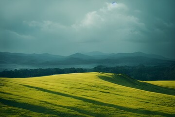 Obraz premium Rolling green hills. Mossy. Moorland. 