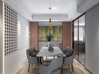 3D rendering, Nordic wooden style restaurant design
