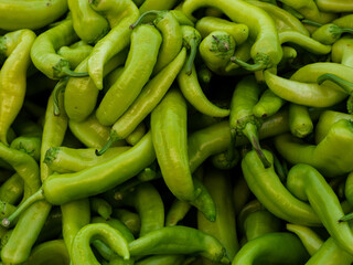 fresh peppers at the market