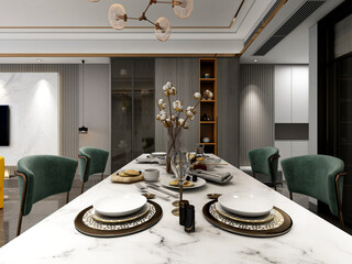 3D rendering, Nordic wooden style restaurant design