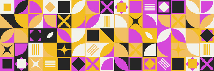 Fototapeta premium Abstract geometric pattern design in retro style. Vector illustration.