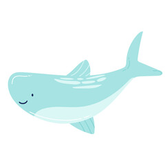 cute flat shark. cartoon vector illustration isolated.