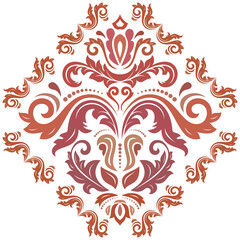 Oriental pattern with arabesques and floral elements. Traditional classic ornament. Vintage colored pattern with arabesques