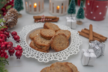 Obraz na płótnie Canvas Polvoron - Spanish almond christmas cookies shortbread 