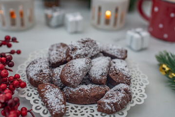 Chocolate cookies food on table.Homemade cookies food. 