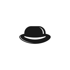 bowler hat icon isolated on white background. Gentleman retro symbol. Isolated on white. Vector flat illustration.