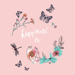 butterflies and dragonfly and daisies positive quote flower design margarita mariposa stationery, mug, shirt, phone case fashion slogan style spring summer sticker

