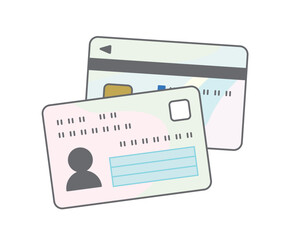 マイナンバーカードのイラスト　アイコン　両面セット　個人番号　身分証明書　マイナンバー制度　保険証