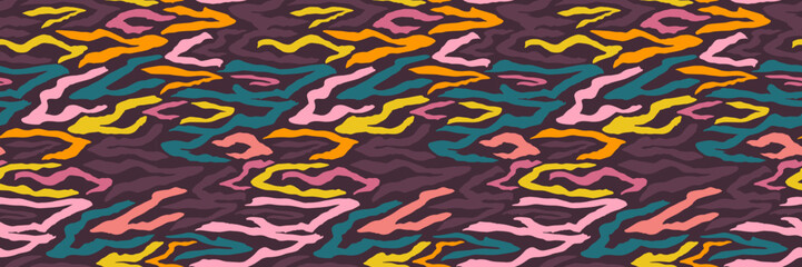 Grunge doodles pattern. Tribal ornament seamless pattern. Grunge ethnic background. Boho hippie style pattern. Modern fabric design. 80s or 90s clothes fabric. Contemporary ornaments.