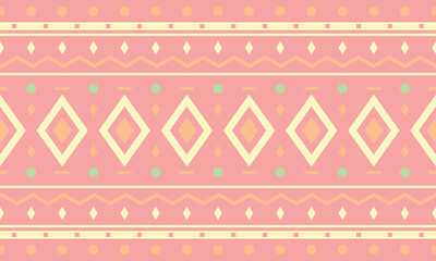 abstract geometric Ethnic Pattern fabric pink squares background or wallpaper.