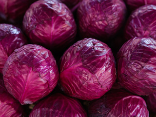 fresh cabbages at the market