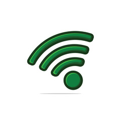 Wifi network icon in green color style. Connection and network icon