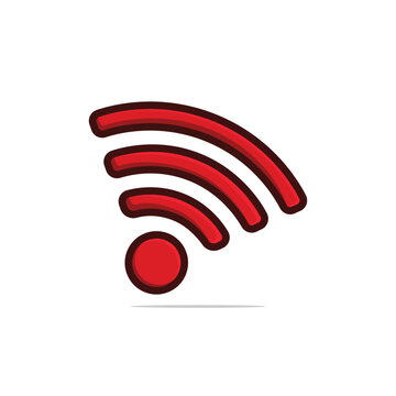 Wifi network icon in red color style. Connection and network icon