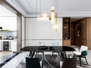 3D rendering, Nordic wooden style restaurant design