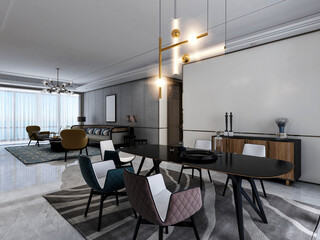 3D rendering, Nordic wooden style restaurant design