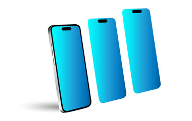 Isolated phone with shadow with multiple floating screen