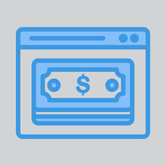 Online payment icon in blue style about browser, use for website mobile app presentation