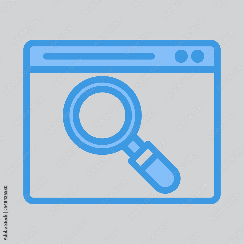Poster search icon in blue style about browser, use for website mobile app presentation