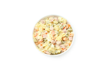 Concept of New year food, Olivier salad, isolated on white background