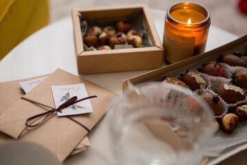 tea party flowers candy bachelorette party style clothing candles  strawberries in shrocolade