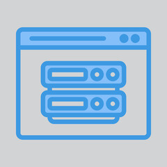 Database icon in blue style about browser, use for website mobile app presentation