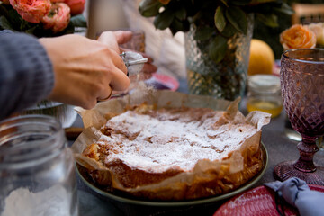 autumn tea party in the garden still life