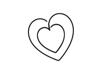 Fototapeta premium Heart line icon vector. One line drawing of a heart in a heart. Symbol of perfect love.