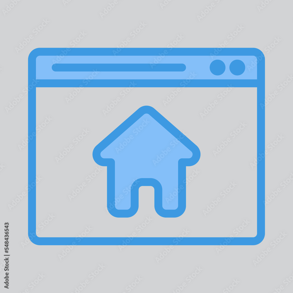 Poster home page icon in blue style about browser, use for website mobile app presentation