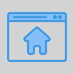 Home page icon in blue style about browser, use for website mobile app presentation