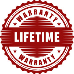 Lifetime warranty label or sticker. Badge, icon, stamp. Vector stock illustration.