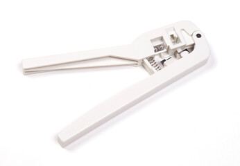 Electricians tools, white pliers isolated
