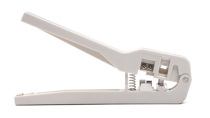 Electricians tools, white pliers isolated