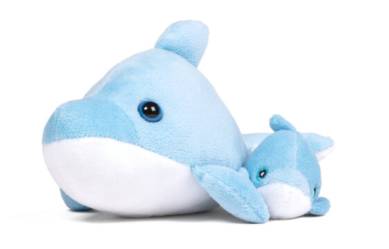 Pliuche dolphin toy on white