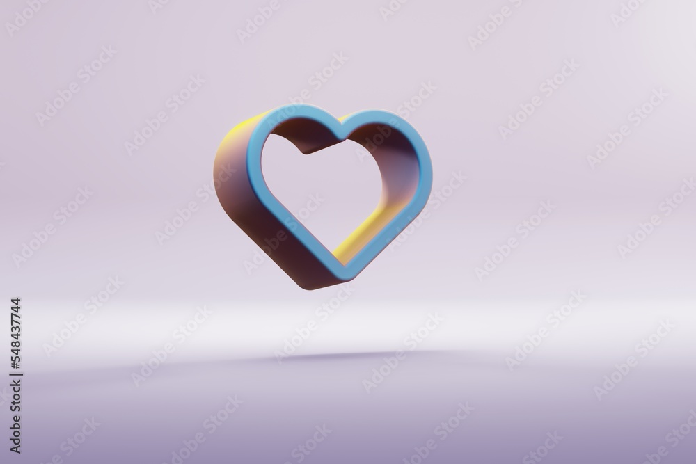 Aufkleber beautiful illustration blue heart symbol icons on a bright pink background. 3d rendering illustratio