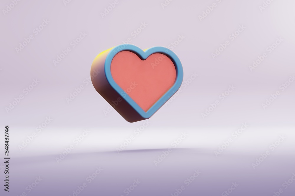 Aufkleber beautiful illustration blue heart symbol icons on a bright pink background. 3d rendering illustratio