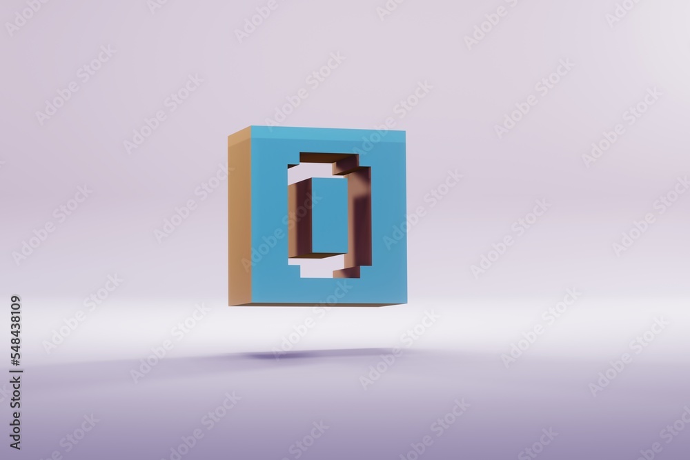 Leinwandbilder beautiful illustration blue pixel number 0 symbol icons on a bright pink background. 3d rendering il