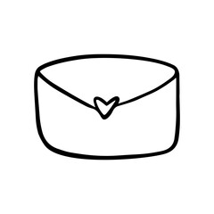 Doodle envelope with heart, valentine is day