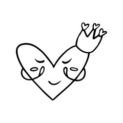 Doodle heart with crown, valentine is day