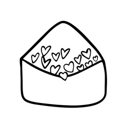 
Doodle envelope with hearts, valentine is day