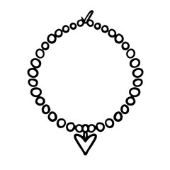 Doodle necklace with heart, valentine is day