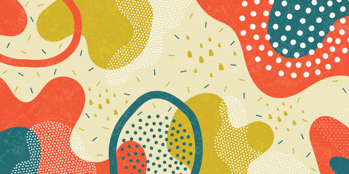 Doodle background pattern, abstract colored shapes. Modern minimalism trendy pattern background.