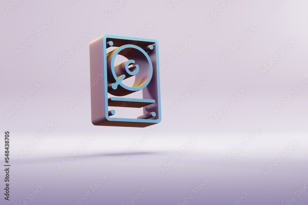 Poster Beautiful illustration blue hard disk driver symbol icons on a bright pink  background. 3d rendering illustration. Background pattern for design..