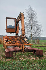 Torfbagger ( Atlas Kran ) im Ahlenmoor im Landkreis Cuxhaven.