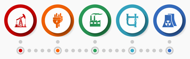 Industry vector icon set, business flat design web buttons, technology concept infographic template